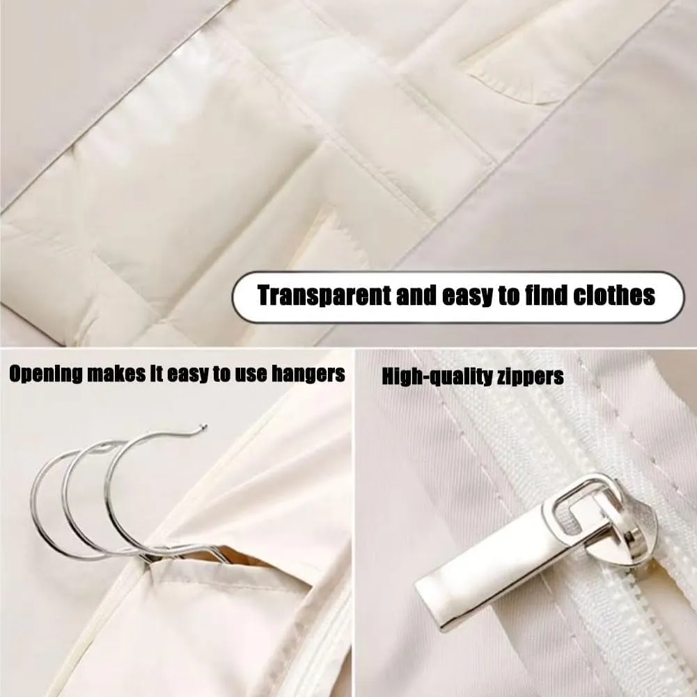 Space Saving Hanging Garment Bag with Self Compression Zipper,Space Saver Closet Organizers, Protects Clothes from Wrinkles (Pink, M)