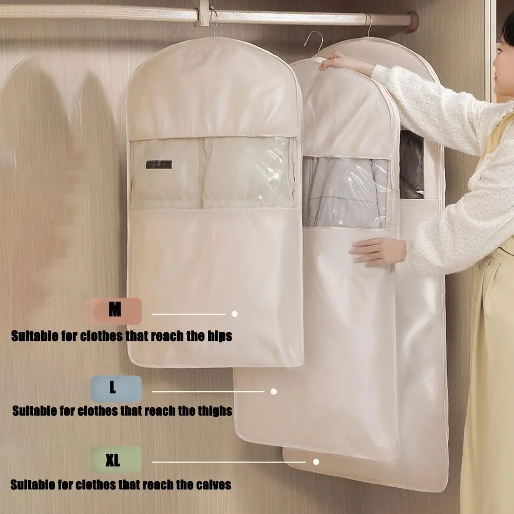 Space Saving Hanging Garment Bag with Self Compression Zipper,Space Saver Closet Organizers, Protects Clothes from Wrinkles (Pink, M)