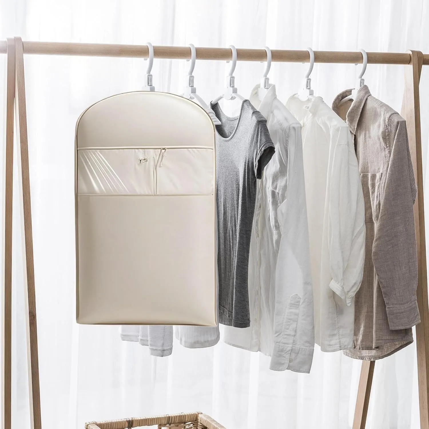 Space Saving Hanging Garment Bag With Selfs Compression Zipper | Hangable Space Saver Dustproof Protective With Selfs-Compression Zipper,Garment Storage Bag For Jackets Shirts Sweater Clothing Travel