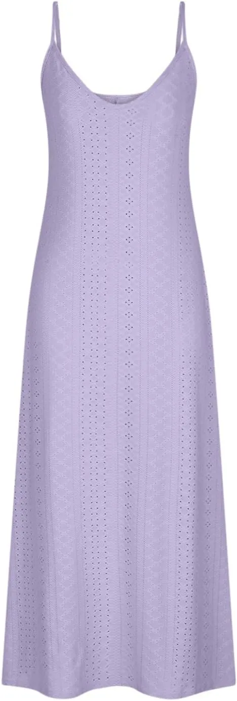 Spring Eyelet Dresses for Women 2025 Spaghetti Strap Maxi Dress Long Summer Sundresses Trendy Beach Vacation Clothing