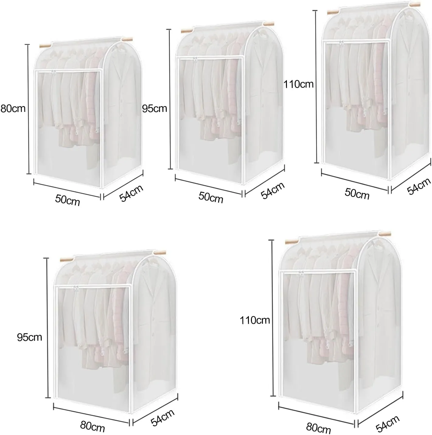 Storage Bags for Clothes,Suit Bags for Closet Storage, Fully Surrounded Translucent Garment Rack Cover Bags Clothing Storage Bag with Zipper for Hanging Shirts, Coats, Dresses, Suits