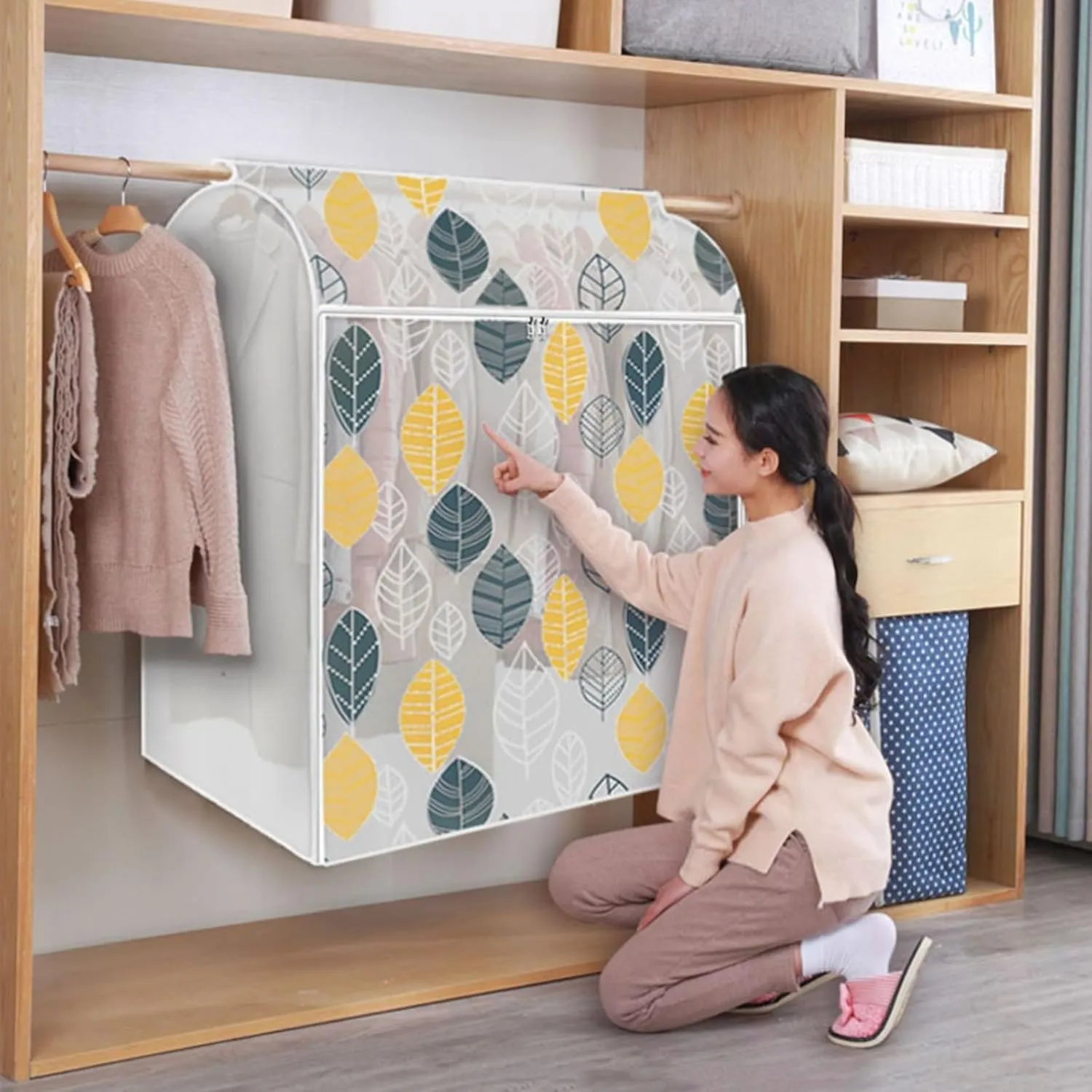 Storage Bags for Clothes,Suit Bags for Closet Storage, Fully Surrounded Translucent Garment Rack Cover Bags Clothing Storage Bag with Zipper for Hanging Shirts, Coats, Dresses, Suits