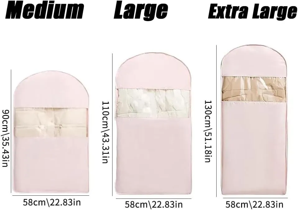Taprinferior Hanging Bag, Garment Bags for Hanging Clothes, Space Saving Hanging Garment Bag with Self Compression Zipper (Beige, M L XL)