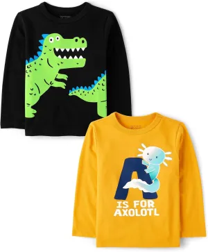The Children's Place Baby Boys' and Toddler Assorted Everyday Long Sleeve Graphic T-Shirts,multipacks
