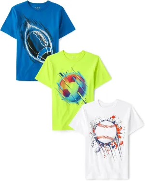 The Children's Place Boys' Sports Short Sleeve Graphic T-Shirts, Multipack