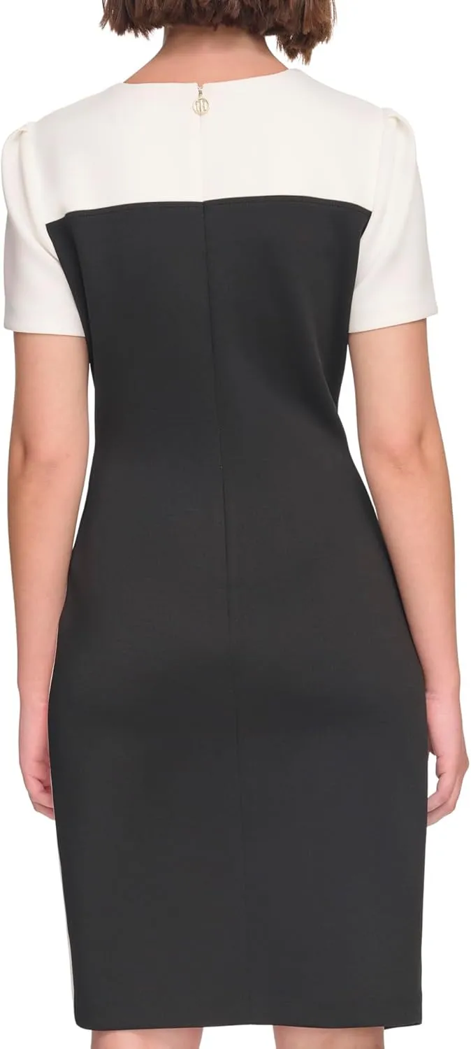 Tommy Hilfiger Women's Scuba Crepe Structured Short Sleeve
