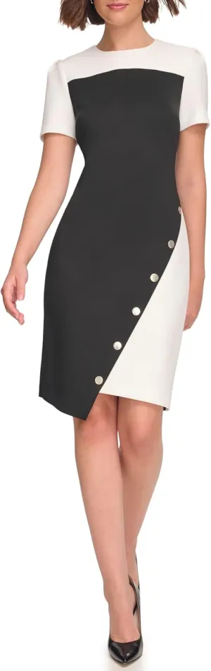 Tommy Hilfiger Women's Scuba Crepe Structured Short Sleeve