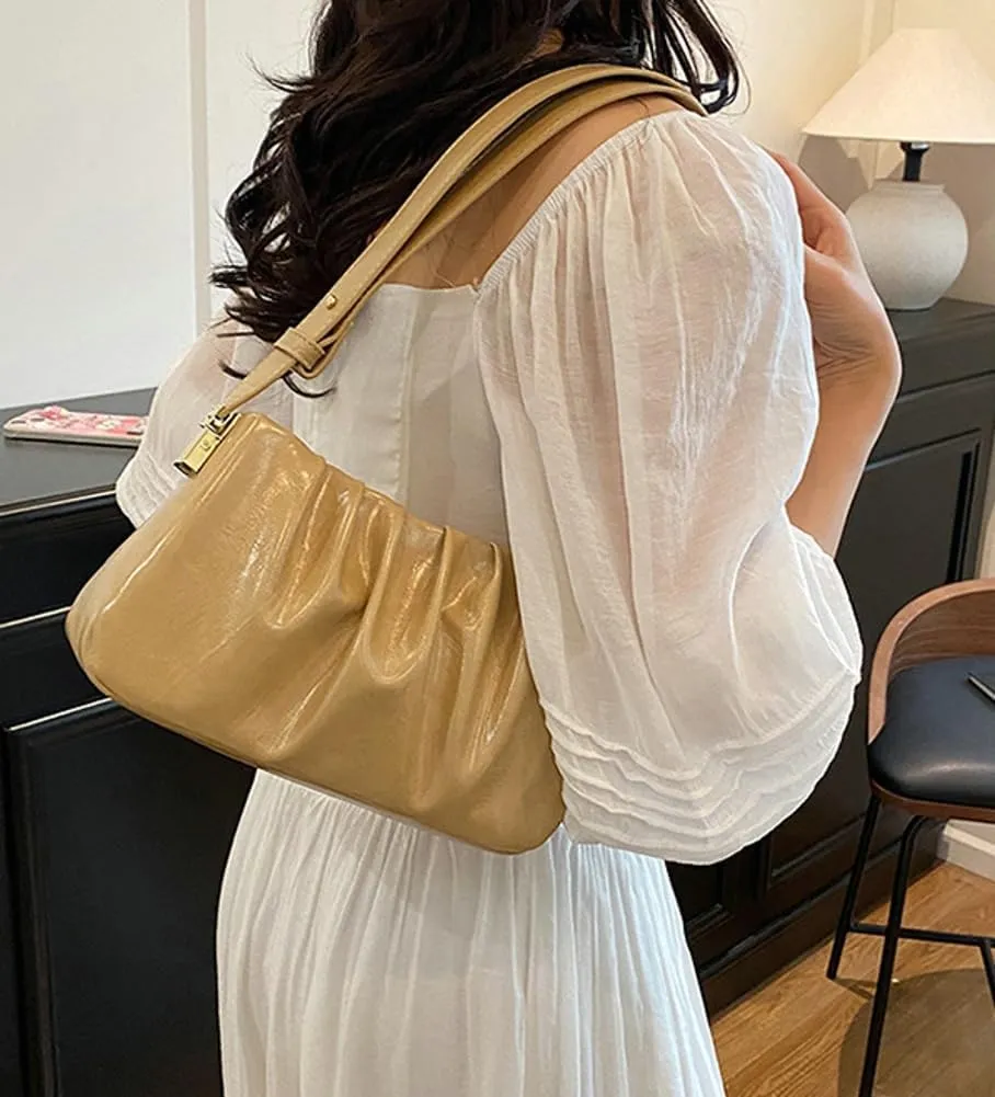 Vegan Leather Crossbody Purses for Women Small Chic Pleated Cloud Shoulder Tote Bag Satchel Handbags 2025