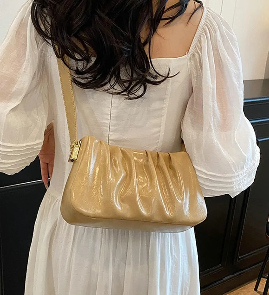 Vegan Leather Crossbody Purses for Women Small Chic Pleated Cloud Shoulder Tote Bag Satchel Handbags 2025