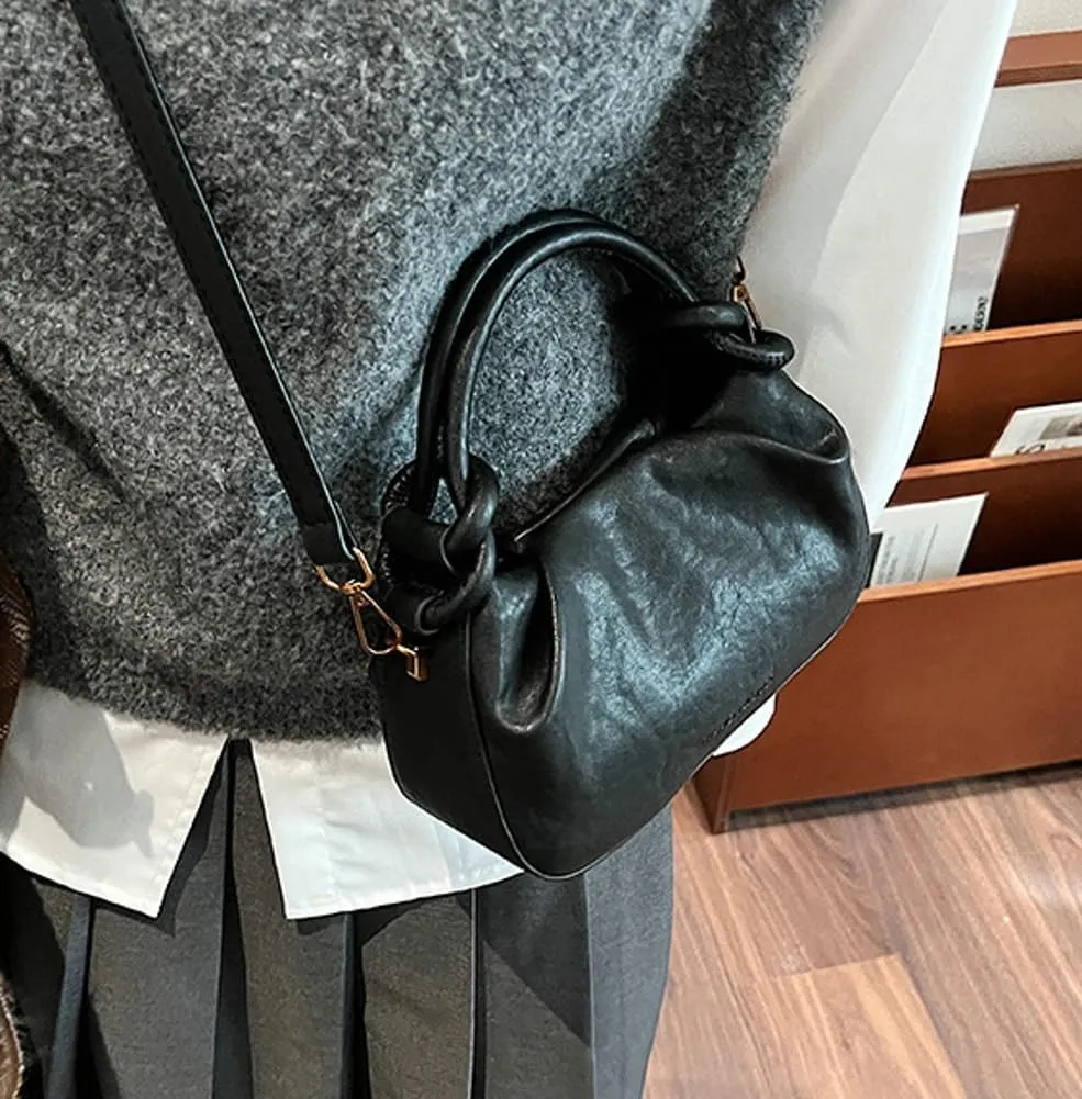 Vintage Small Handbags Purse for Women Vegan Leather Crossbody Shoulder Bag Chic Dating Dumpling Satchels