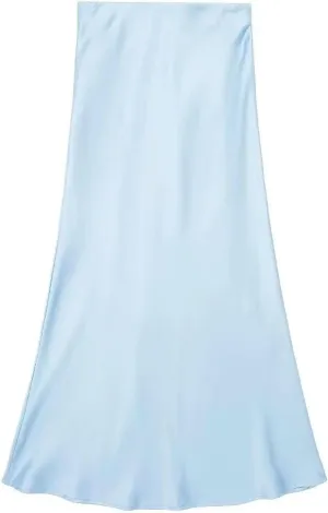 Women Elegant Solid Satin Long Skirt Chic Y2K High Waist Slim Skirts Female Fashion Silk Texture Ladies Tight Midi Skirt