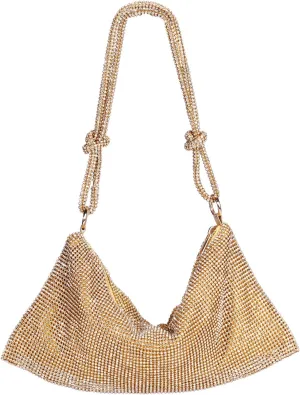 Women Rhinestone Hobo Bag Handbag Chic Crystal Evening Bag Shiny Purse for Party Events