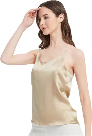 Women Silk Camisole Summer Simple Chic Sleeveless Camis Cross Back Silk Shirt