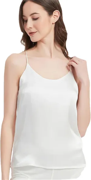 Women Silk Camisole Summer Simple Chic Sleeveless Camis Cross Back Silk Shirt