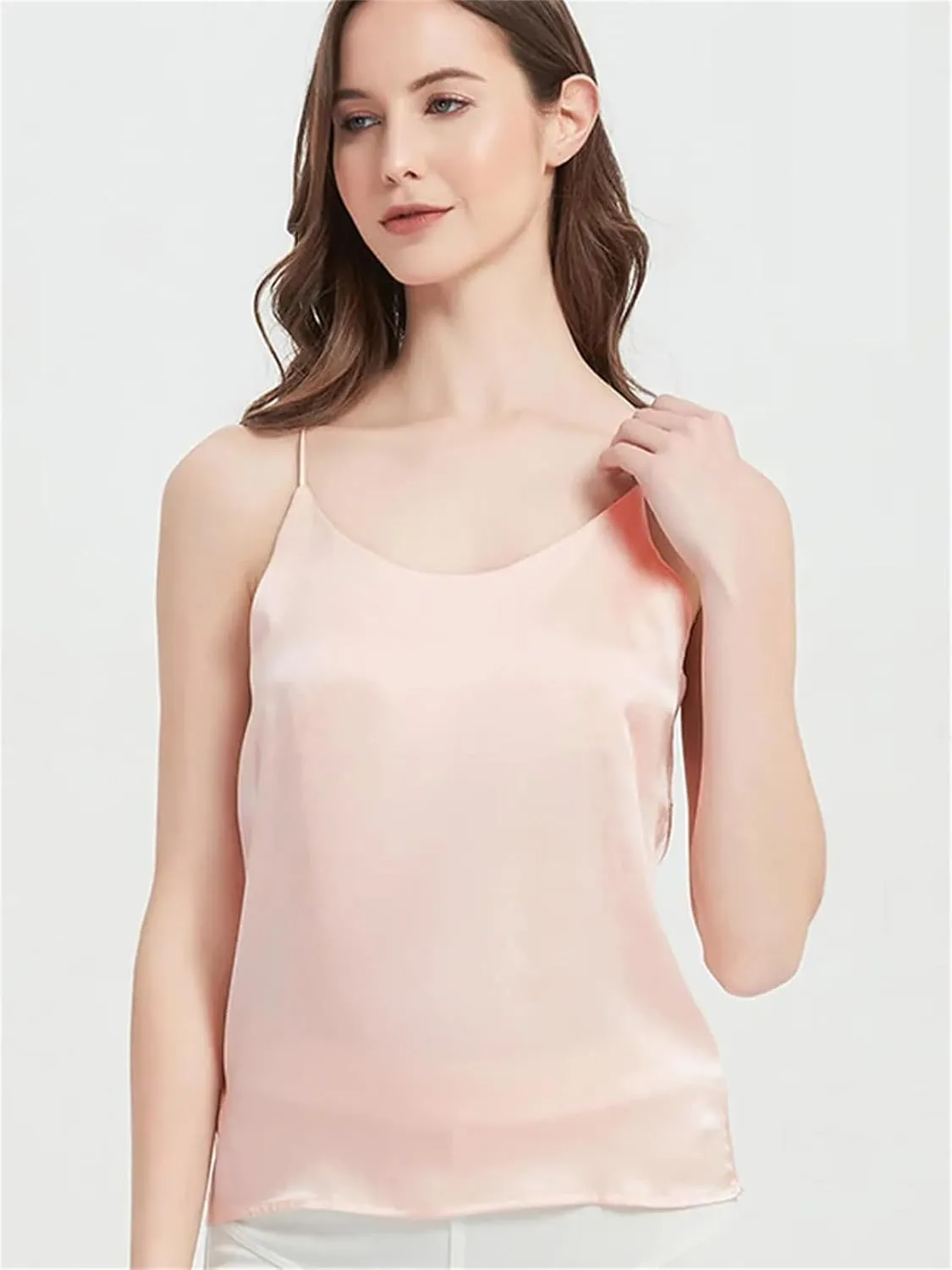 Women Silk Camisole Summer Simple Chic Sleeveless Camis Cross Back Silk Shirt