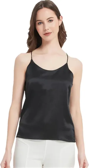 Women Silk Camisole Summer Simple Chic Sleeveless Camis Cross Back Silk Shirt