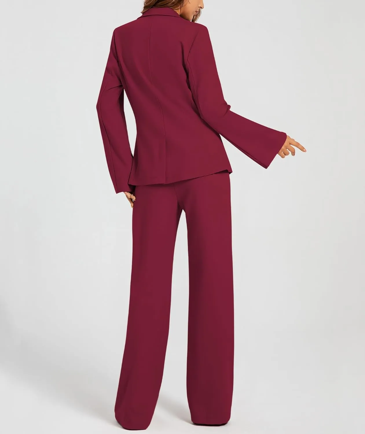 Women's 2 Piece Blazer Outfits Business Casual Asymmetrical Jacket Button Wide Leg Pants Dressy Suit Sets