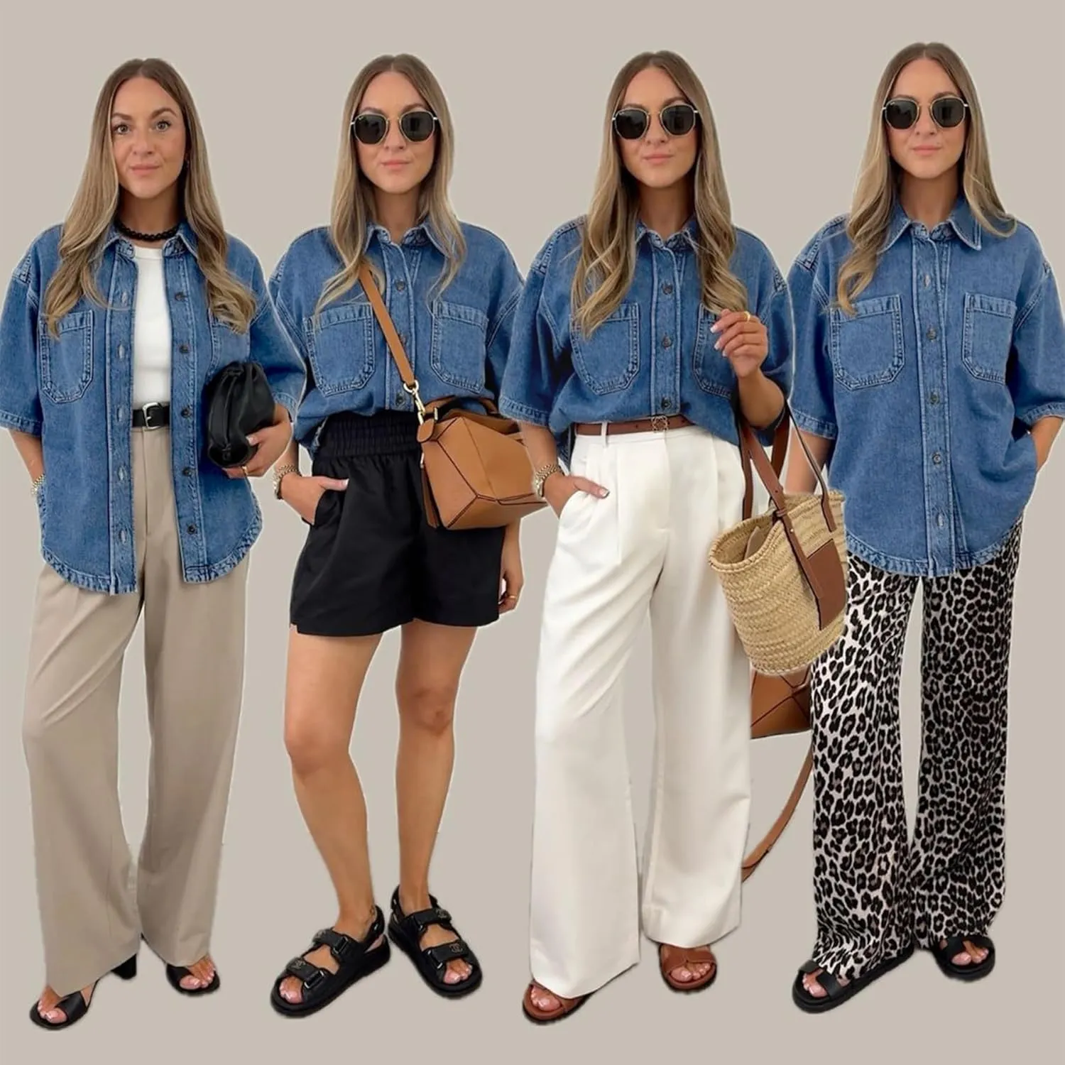 Women's Denim Shirt, Button Down Short Sleeve Jean Shirts Casual Top Outfits Trendy