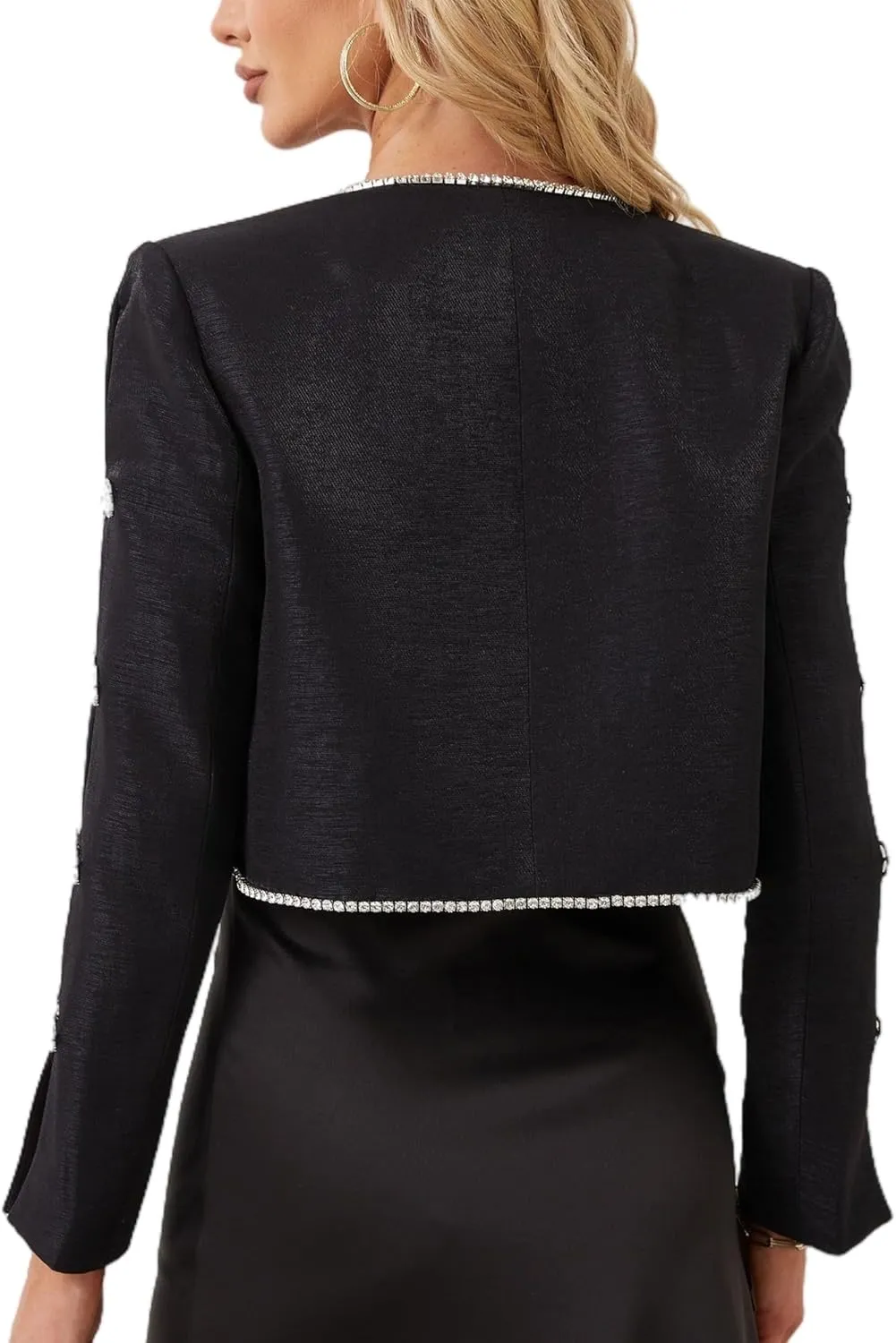 Women's Luxury Jackets Structured Dressy Jackets Crystals Short Cape Jacket, Wedding Guest Dinner Date Night, XS-XXXL
