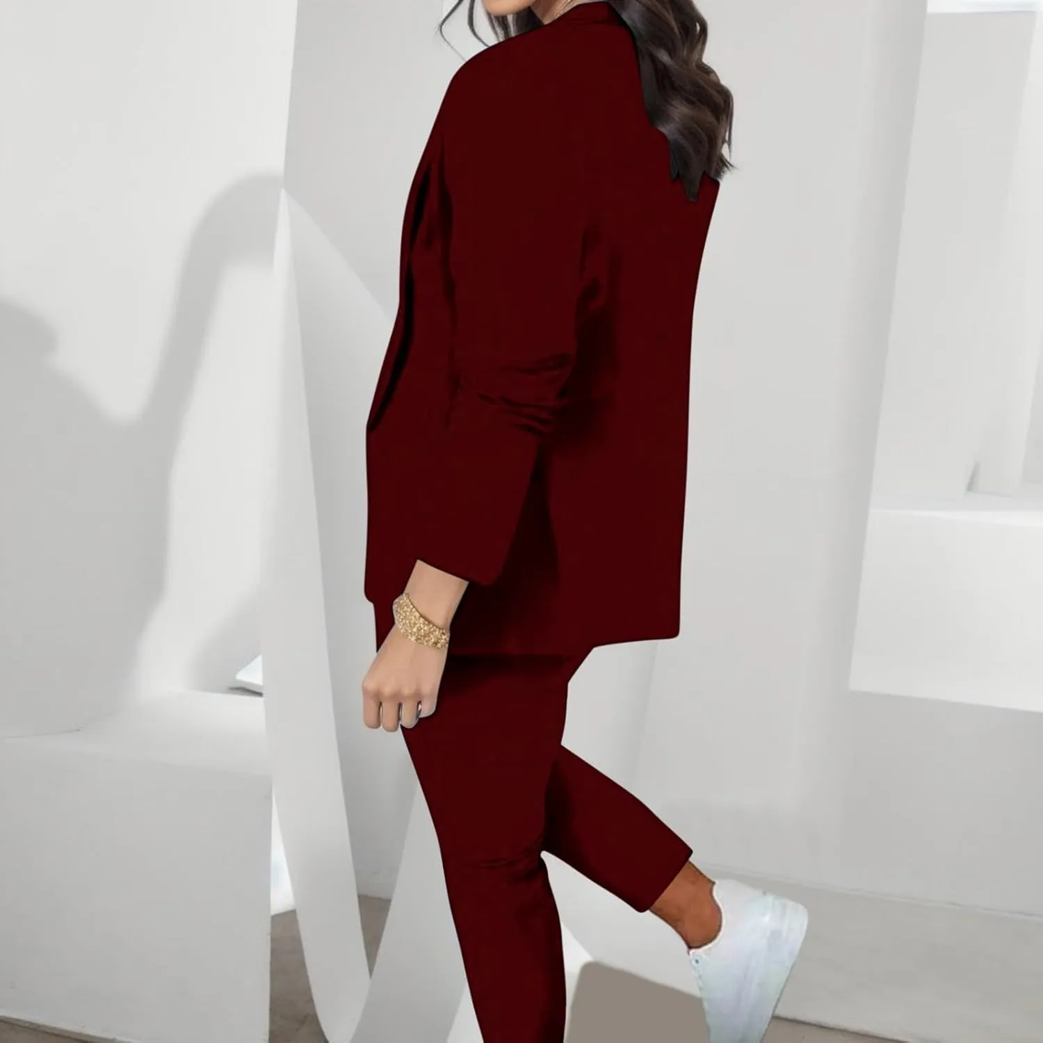 Womens Pant Suits Dressy Casual Plus Size Womens Suits 2 Piece Set Business Long Sleeve Blazer Set Office Outfits
