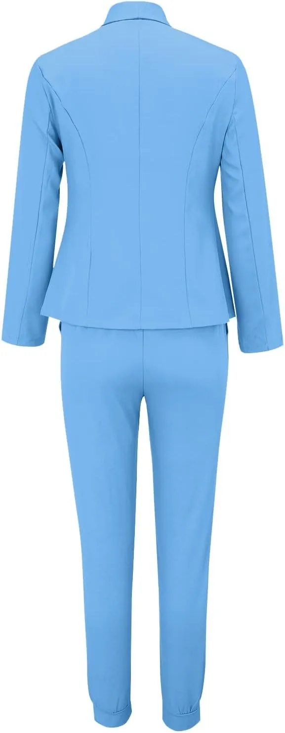 Womens Pant Suits Dressy Casual Plus Size Womens Suits 2 Piece Set Business Long Sleeve Blazer Set Office Outfits