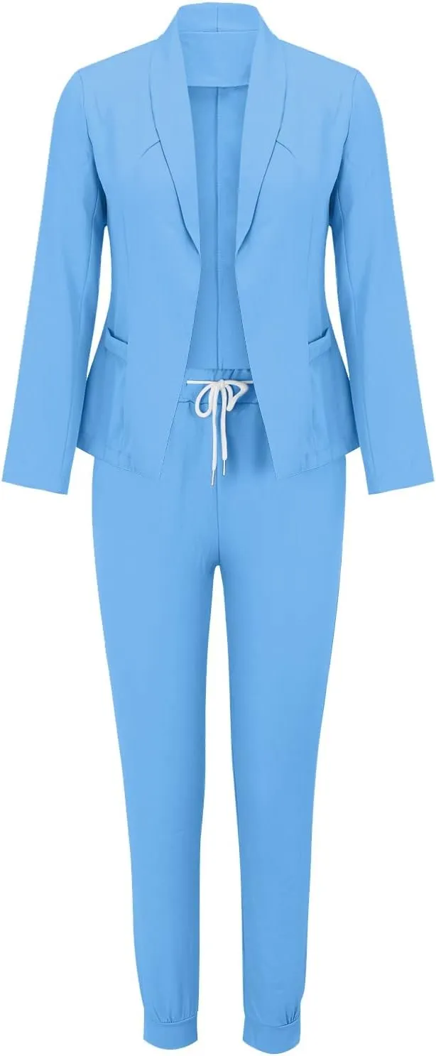 Womens Pant Suits Dressy Casual Plus Size Womens Suits 2 Piece Set Business Long Sleeve Blazer Set Office Outfits
