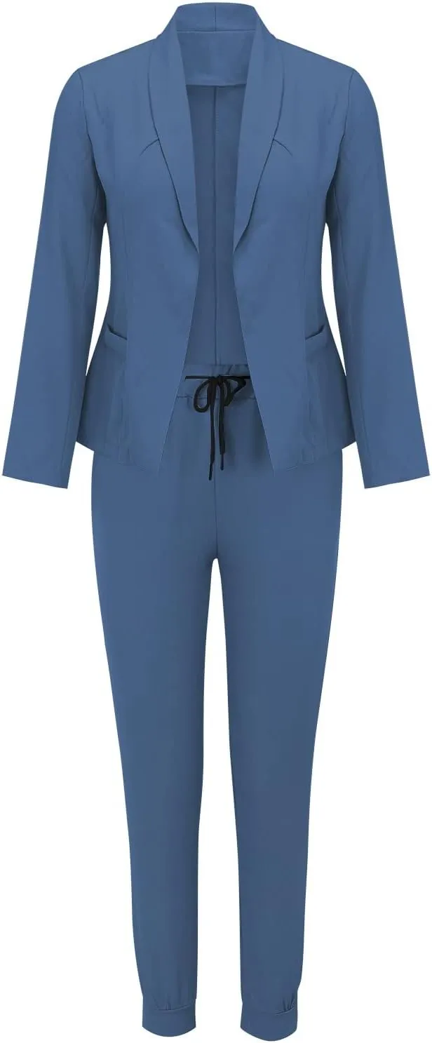 Womens Pant Suits Dressy Casual Plus Size Womens Suits 2 Piece Set Business Long Sleeve Blazer Set Office Outfits