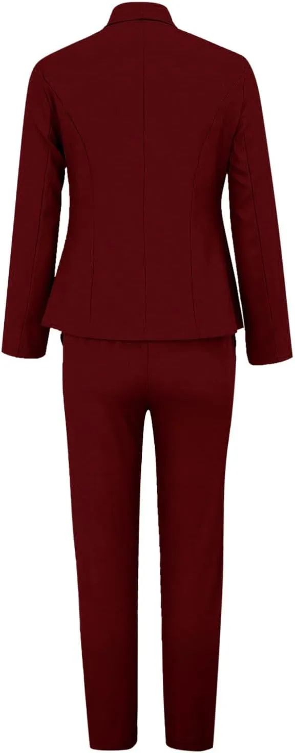 Womens Pant Suits Dressy Casual Plus Size Womens Suits 2 Piece Set Business Long Sleeve Blazer Set Office Outfits