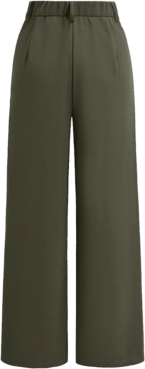 Women's Pants High Waisted Straight Pants Irregular Patchwork Casual Black Solid Simple Commuter Suit Pants