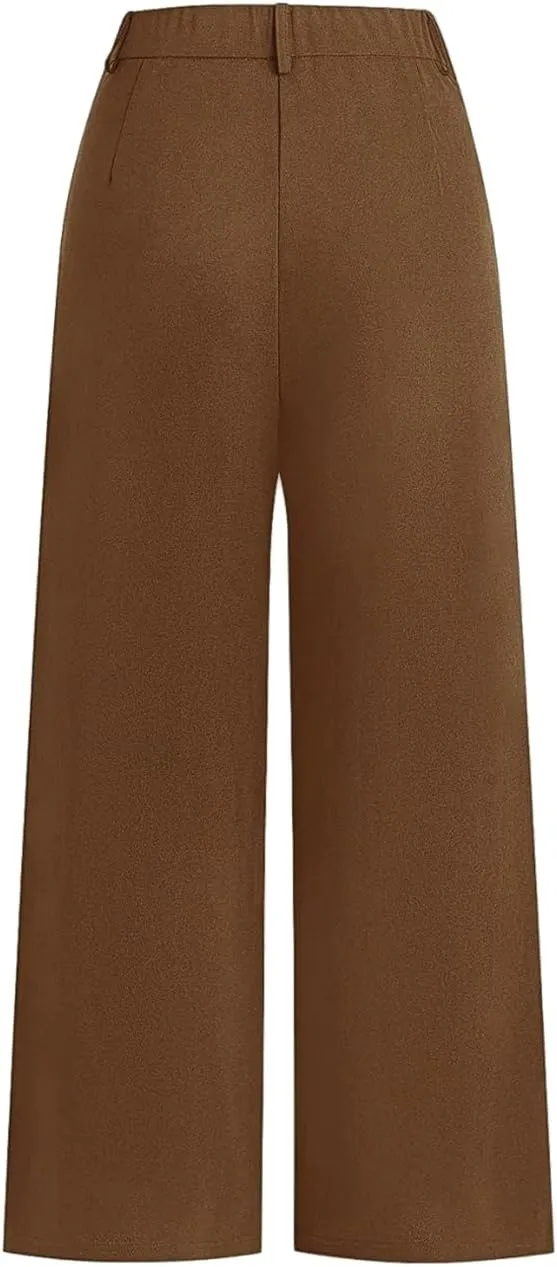 Women's Pants High Waisted Straight Pants Irregular Patchwork Casual Black Solid Simple Commuter Suit Pants