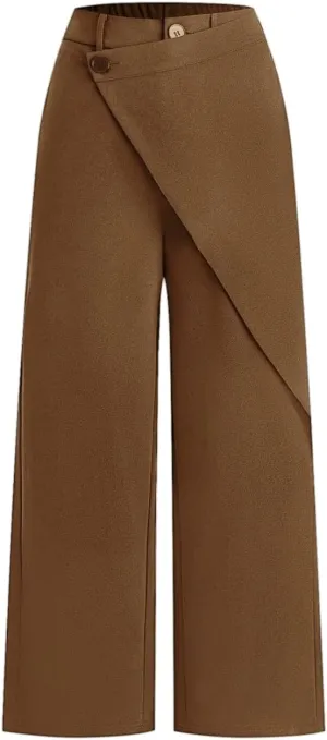 Women's Pants High Waisted Straight Pants Irregular Patchwork Casual Black Solid Simple Commuter Suit Pants