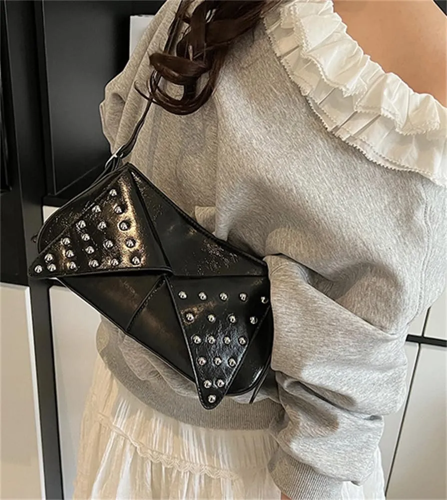 Womens Punk Studded Shoulder Bag Small Y2k Vegan Leather Crossbody Purse Vintage Gothic Chic Handbag Satchels