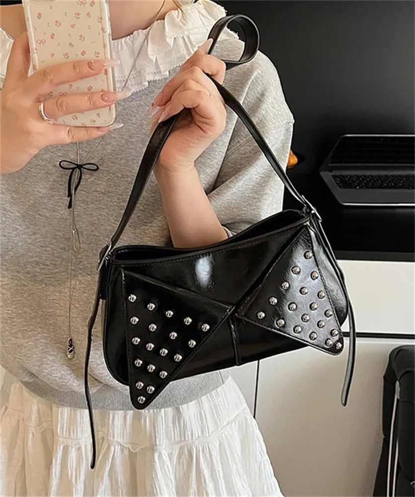 Womens Punk Studded Shoulder Bag Small Y2k Vegan Leather Crossbody Purse Vintage Gothic Chic Handbag Satchels
