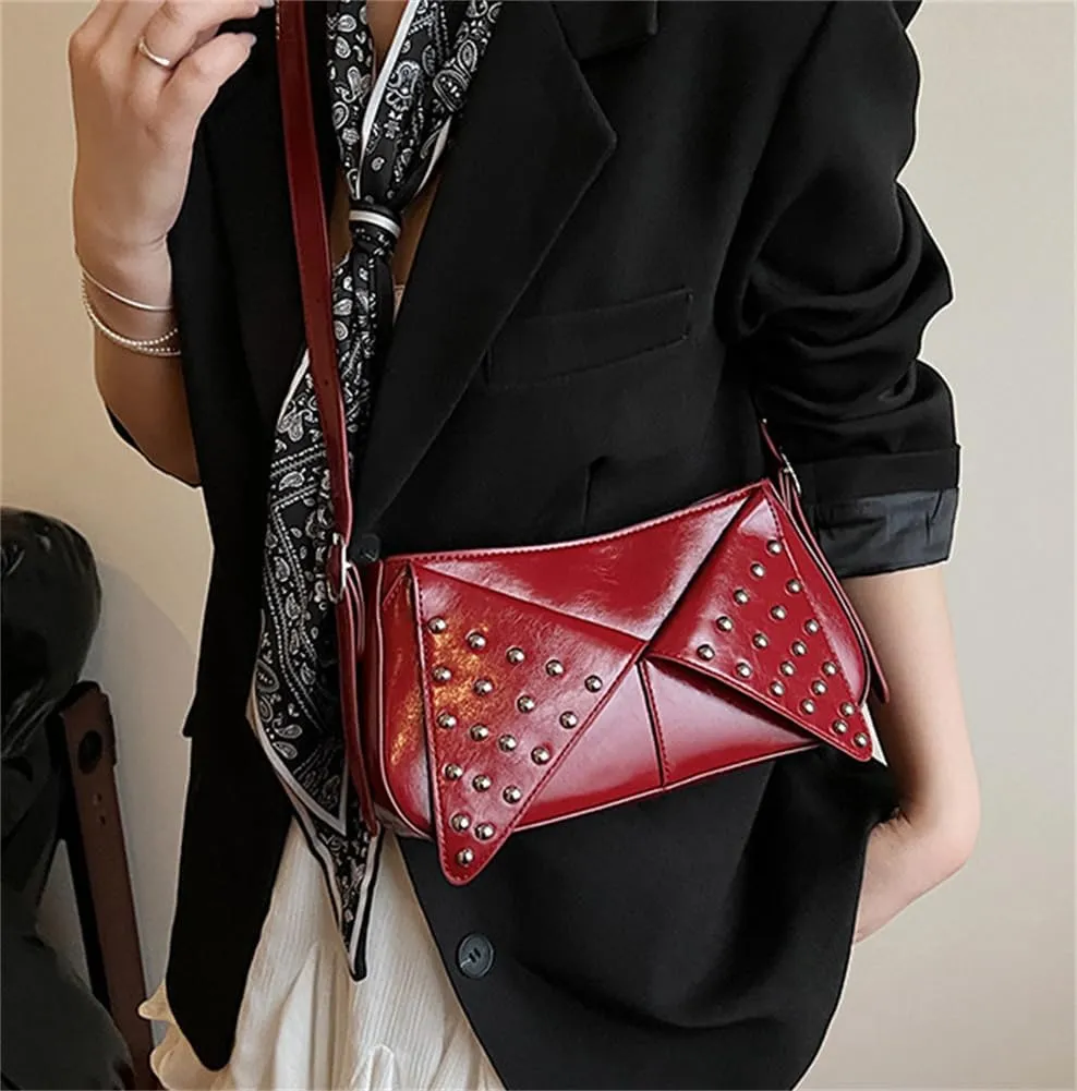 Womens Punk Studded Shoulder Bag Small Y2k Vegan Leather Crossbody Purse Vintage Gothic Chic Handbag Satchels