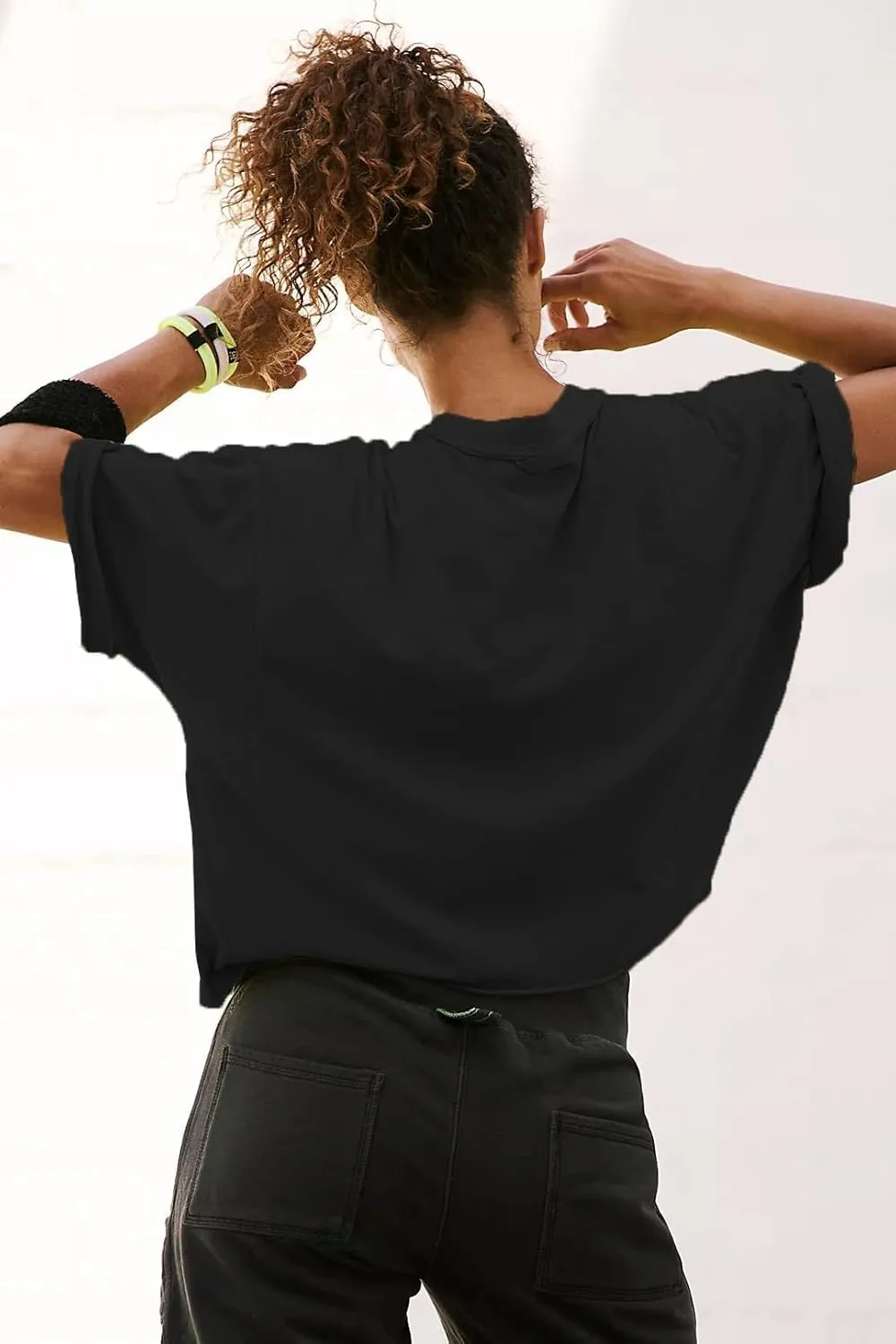 Women's Summer Short Sleeve Crop Tops Casual Basic Cotton Athletic Yoga Running T-Shirts