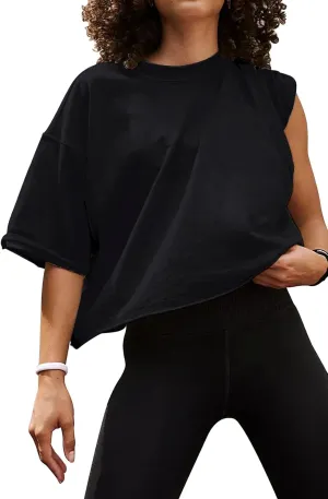 Women's Summer Short Sleeve Crop Tops Casual Basic Cotton Athletic Yoga Running T-Shirts