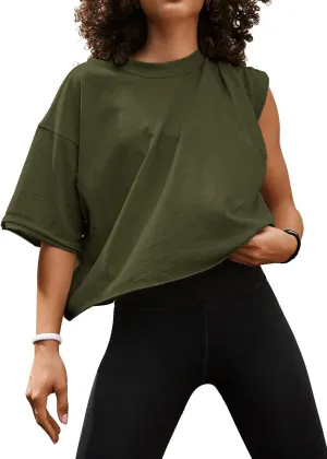 Women's Summer Short Sleeve Crop Tops Casual Basic Cotton Athletic Yoga Running T-Shirts