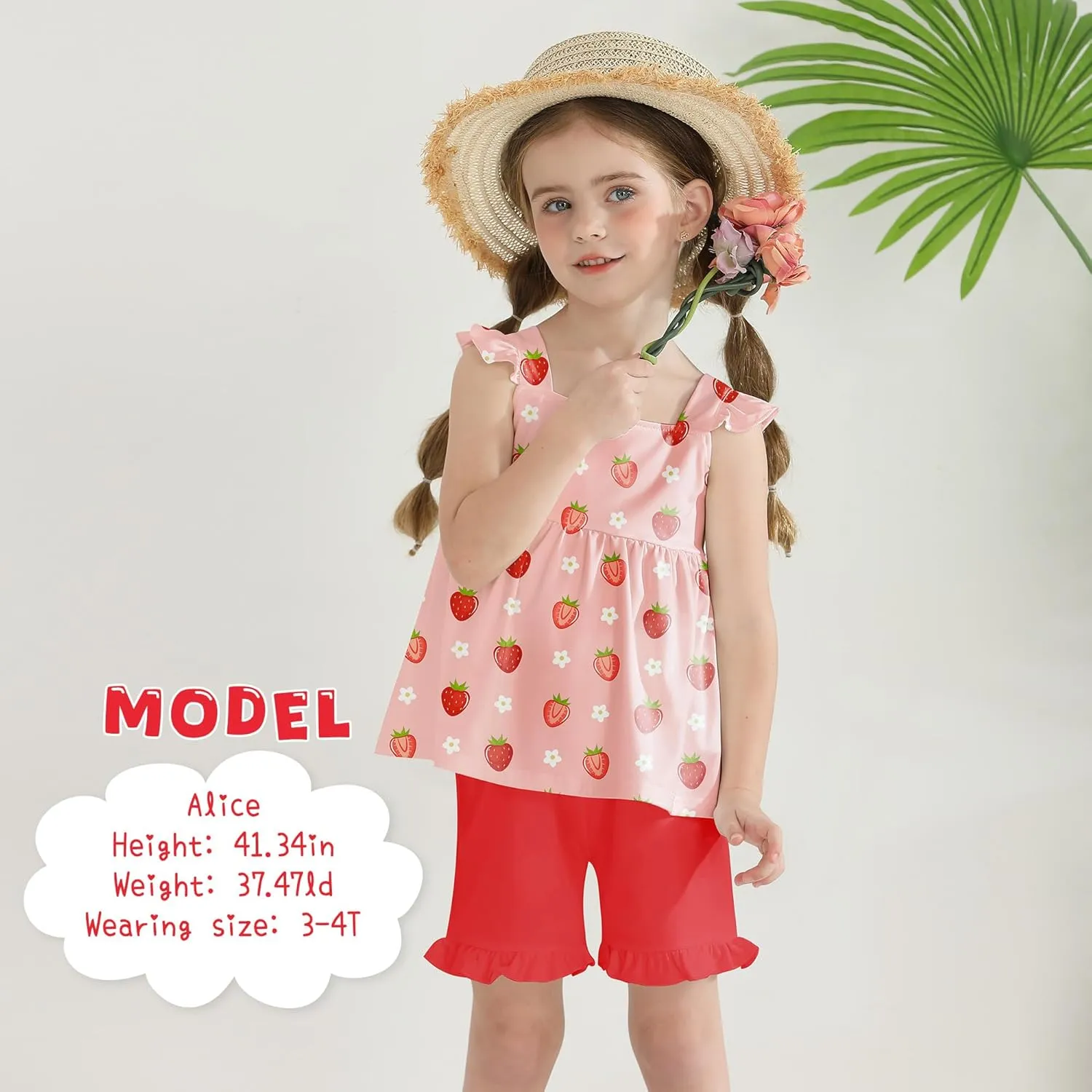 YUEMION Toddler Girl Clothes, 2Pcs Baby Girl Summer Outfits Ruffle Sleeveless Shirts Floral Tops   Shorts Clothing Set 1-5T